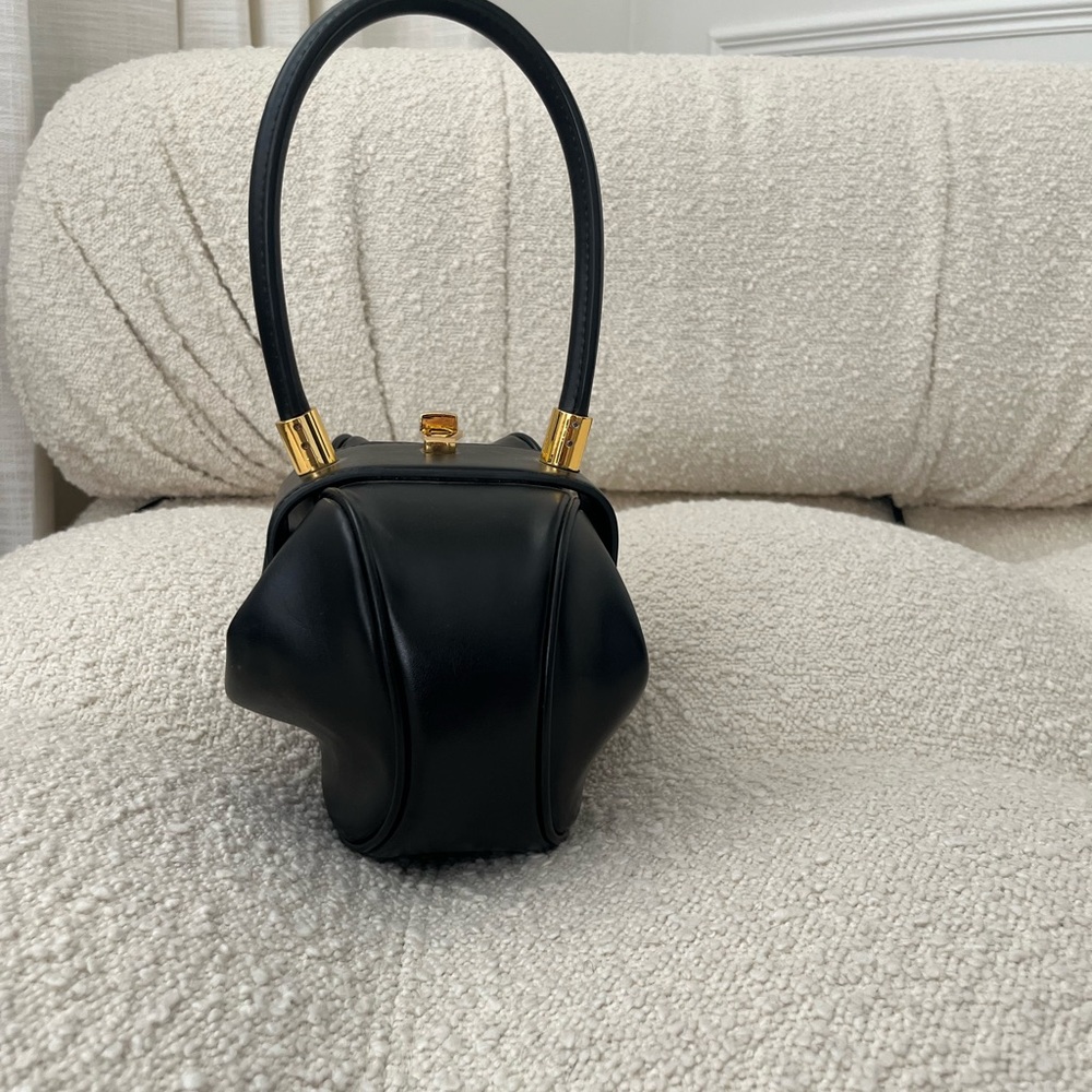 Sculptural Black and Gold Bag with Circular Base - Picture 2 of 6